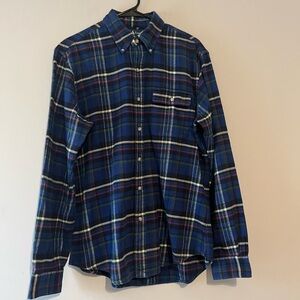Ralph Lauren blue plaid flannel button front shirt size M